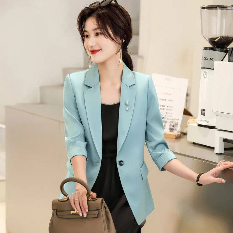 Spring Summer Women Blazer Coat Work Wear Jackets Fashion Temperament Blaser New Casual Office Ladies Outwear Tops