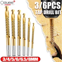 6pcs cobalt drill bits set spiral metric composite tap drill bit tap twist drill bit wood drill for cutting drilling slotting