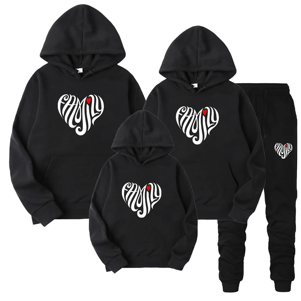 Lover Tracksuit Hoodies Printing Love Couple Sweatshirt Hooded Clothes Hoodies Men Women Kids Two Piece Set Family Tracksuits
