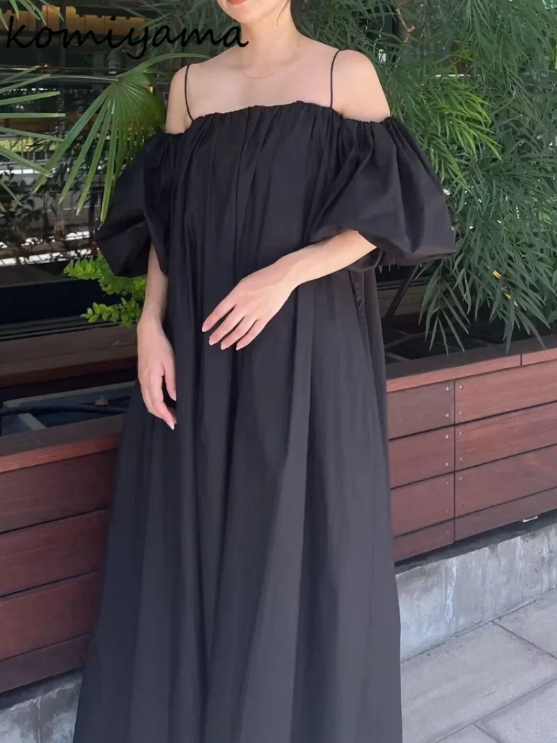 Женское платье с вырезом лодочкой пышными рукавами летние платья на тонких