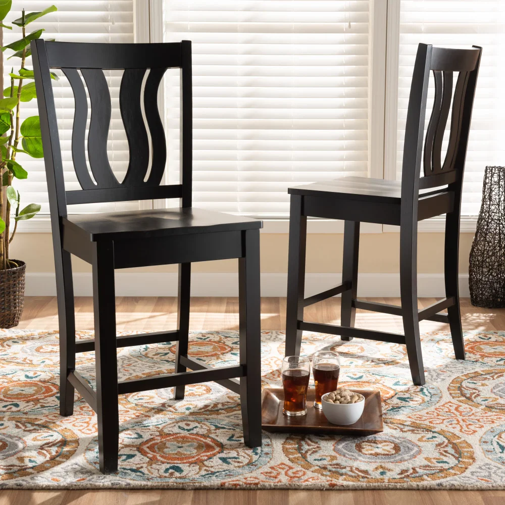 

Baxton Studio Fenton Bar Stool, Dark Brown, Set of 2