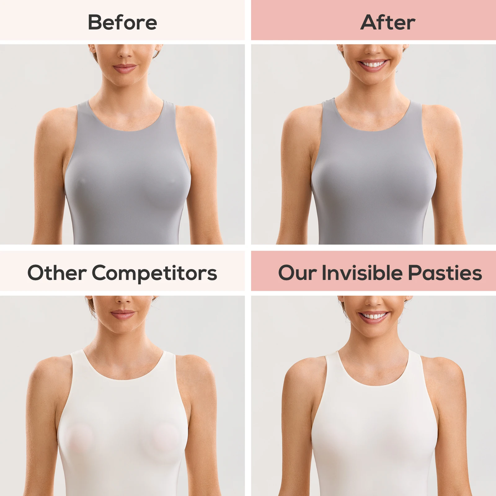 DOBREVA 2 Pairs Silicone Sticky Bra Women Non-Adhesive Nipple Pads Covers Reusable Breast Petals Ultra Thin Pasties with Box