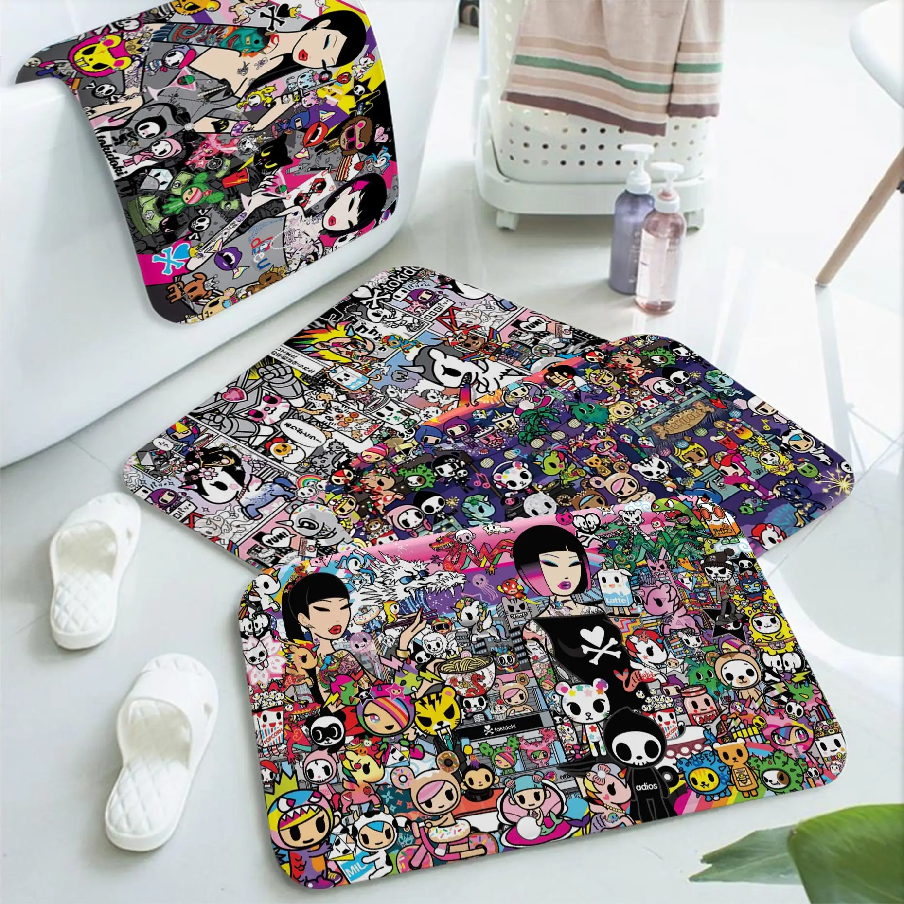 

Японский напольный коврик Tokidoki, украшение для детской комнаты, спальни, балкона, противоскользящий Придверный коврик, Придверный коврик дл...