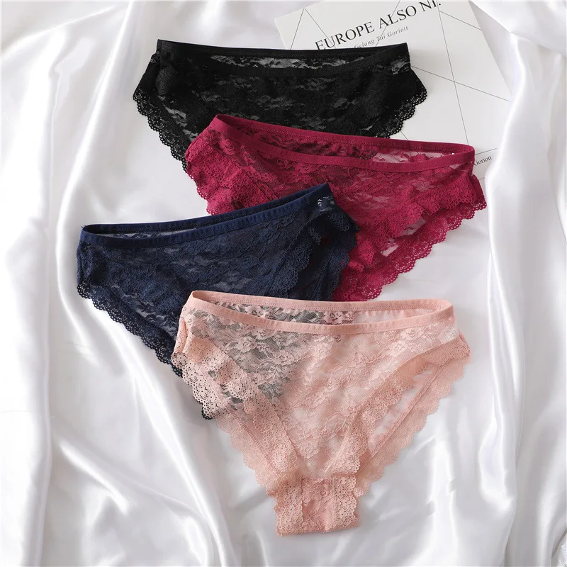

Sexy Lace Panties Flower Women's Underwear Hollow Floral Breathable Lingerie Soft Female Briefs Mesh Transparent Underpants