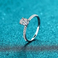 trendy s925 sterling silver 1ct d color vvs1 oval moissanite eternity rings for women girls jewlery diamond test pass gift