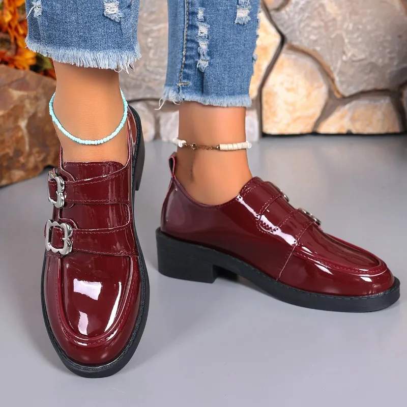 Модные весенние туфли для колледжа на массивном каблуке женские туфли-лодочки из