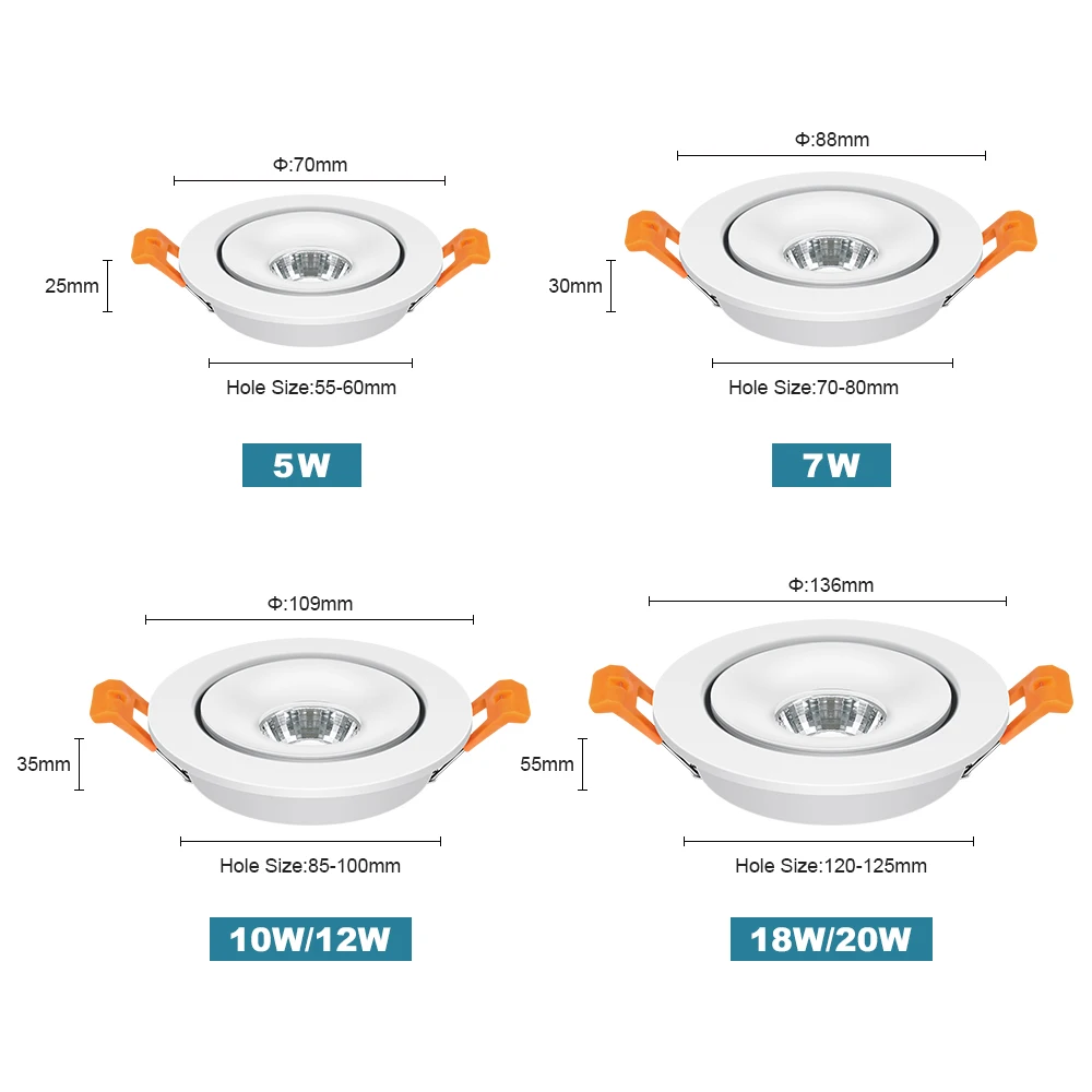 Светодиодный точечный светильник с регулируемой яркостью потолочный прожектор 7