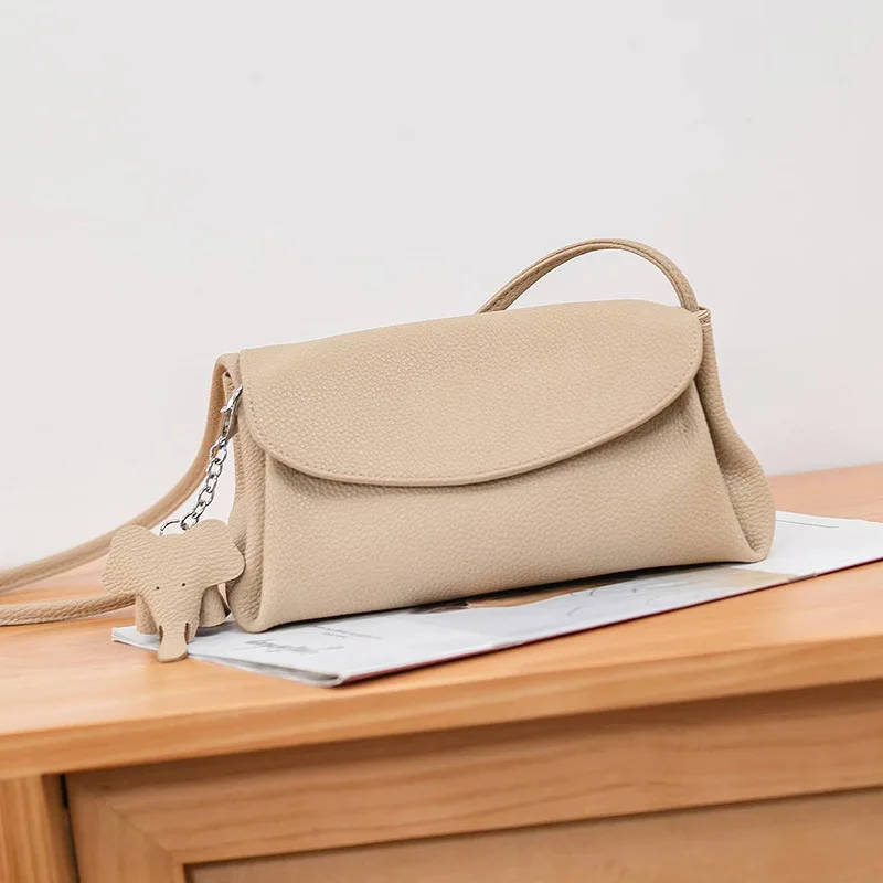 Маленькая квадратная сумка первого слоя из воловьей кожи с рисунком слона