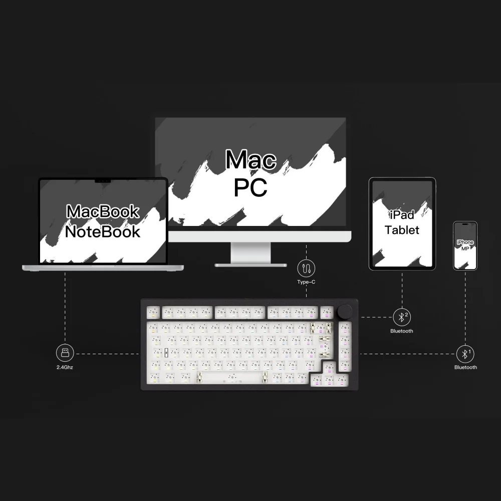 Akko MonsGeek M1 V5 Трехрежимная механическая клавиатура Barebone Kit VIA 75% 3/5 контактов