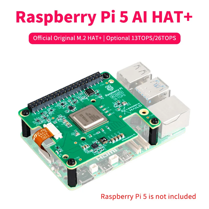 Официальная оригинальная модель Raspberry Pi 5 AI HAT+ Hailo8 13TOPS/26TOPS дополнительная плата PCIe