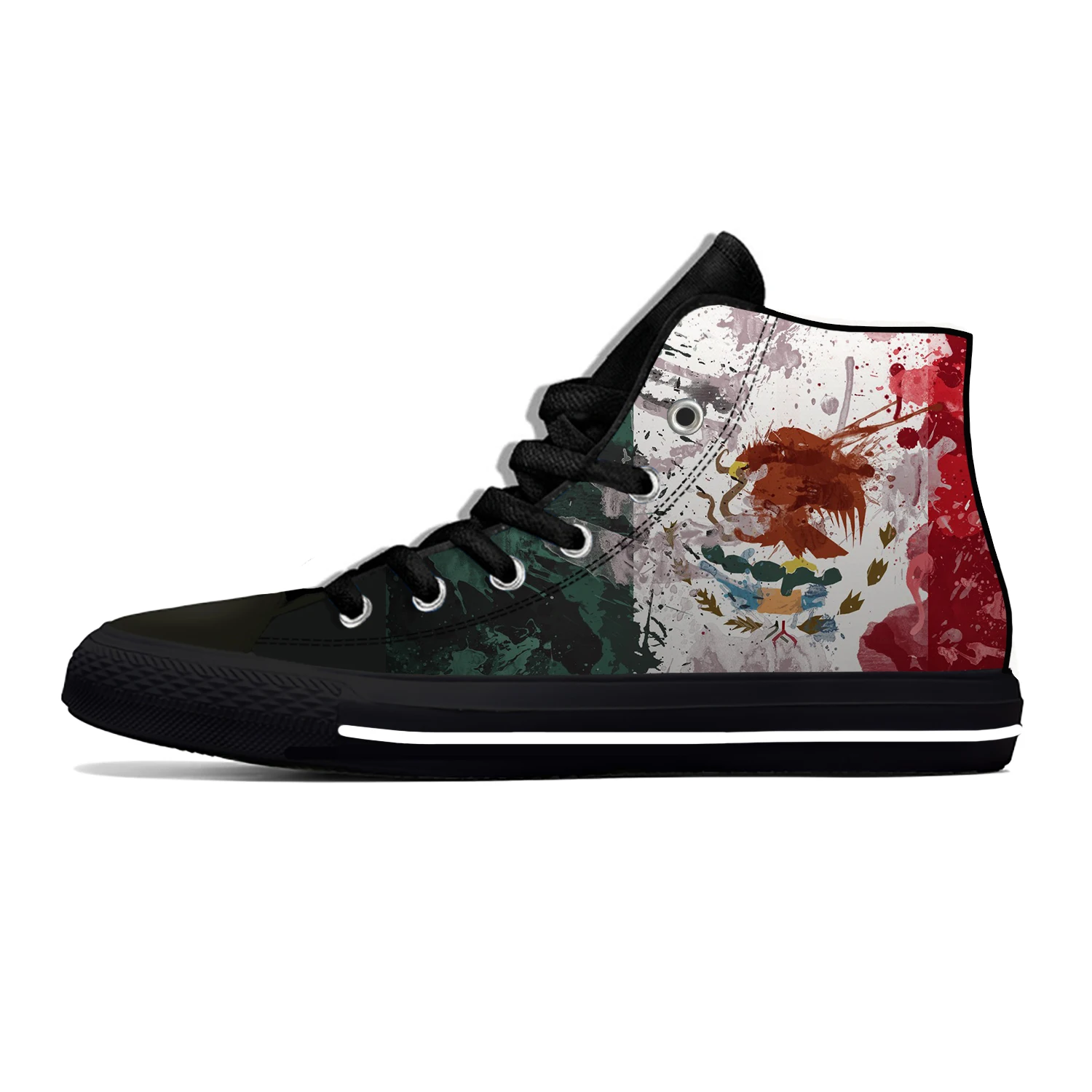 

Mexico Mexican Flag Patriotic Pride Fashion Funny Casual Cloth Shoes High Top Lightweight Breathable 3D Print Men Women Sneakers