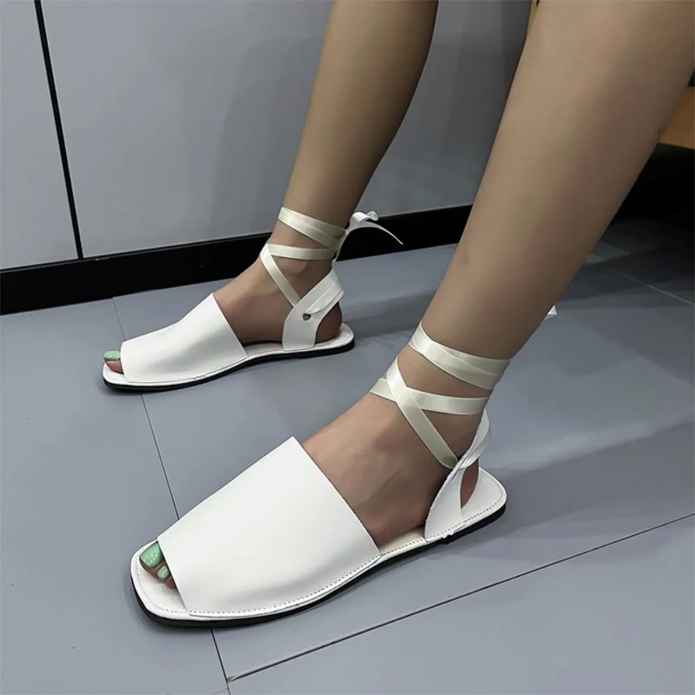 Large size sandals female fairy wind 2023 summer new line with Roman shoes flat everything simple women's shoes