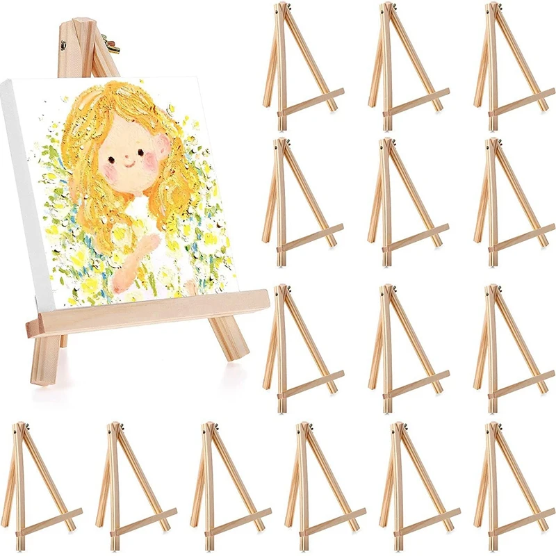 10 PCS Wood Easels 9.4Inches Tall Tabletop Display Wooden Canvas Stand DIY Art Craft For Artist Adults Students |