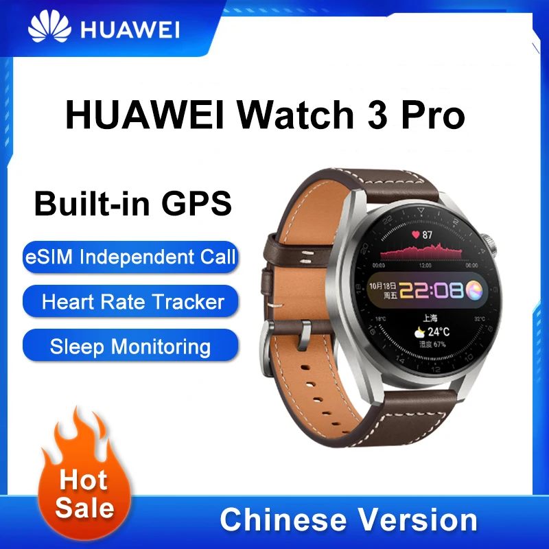 

New HUAWEI WATCH 3 Pro 48MM SmartWatch eSIM Independent Call Heart Rate Tracker Smart Watch GPS Health Monitoring Watch