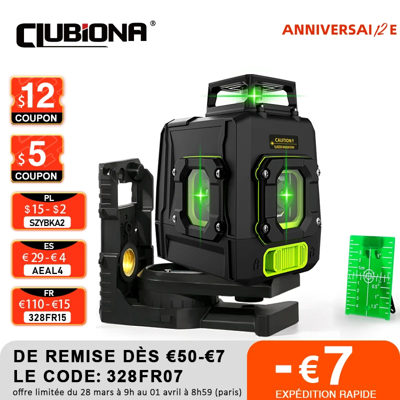 

Clubiona 6 линий защита от падения немецкий лазерный диод линия лазерный уровень с режимом лазерного приемника и литиевой батареей 5200mah Промо ко...