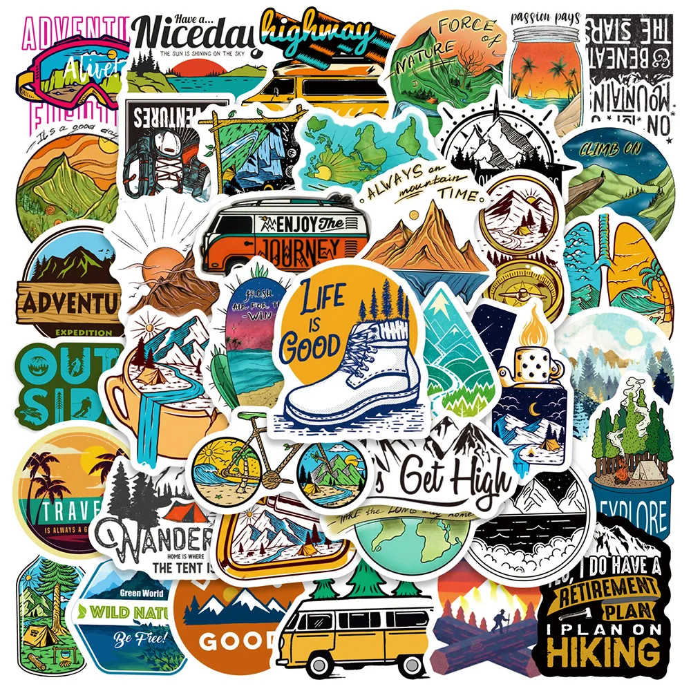 

10/30/50/100PCS Outdoor camping stickers summer hiking Stickers Poster Graffiti Decals Laptop Phone Luggage Car Sticker for Kids