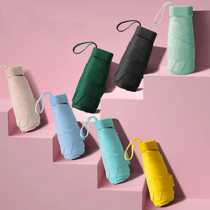 

Fashion Sun Umbrella Anti-UV Mini Capsule Umbrella Folding Pocket Umbrella Travel Portable Sun Ultraviolet Protection Parasol