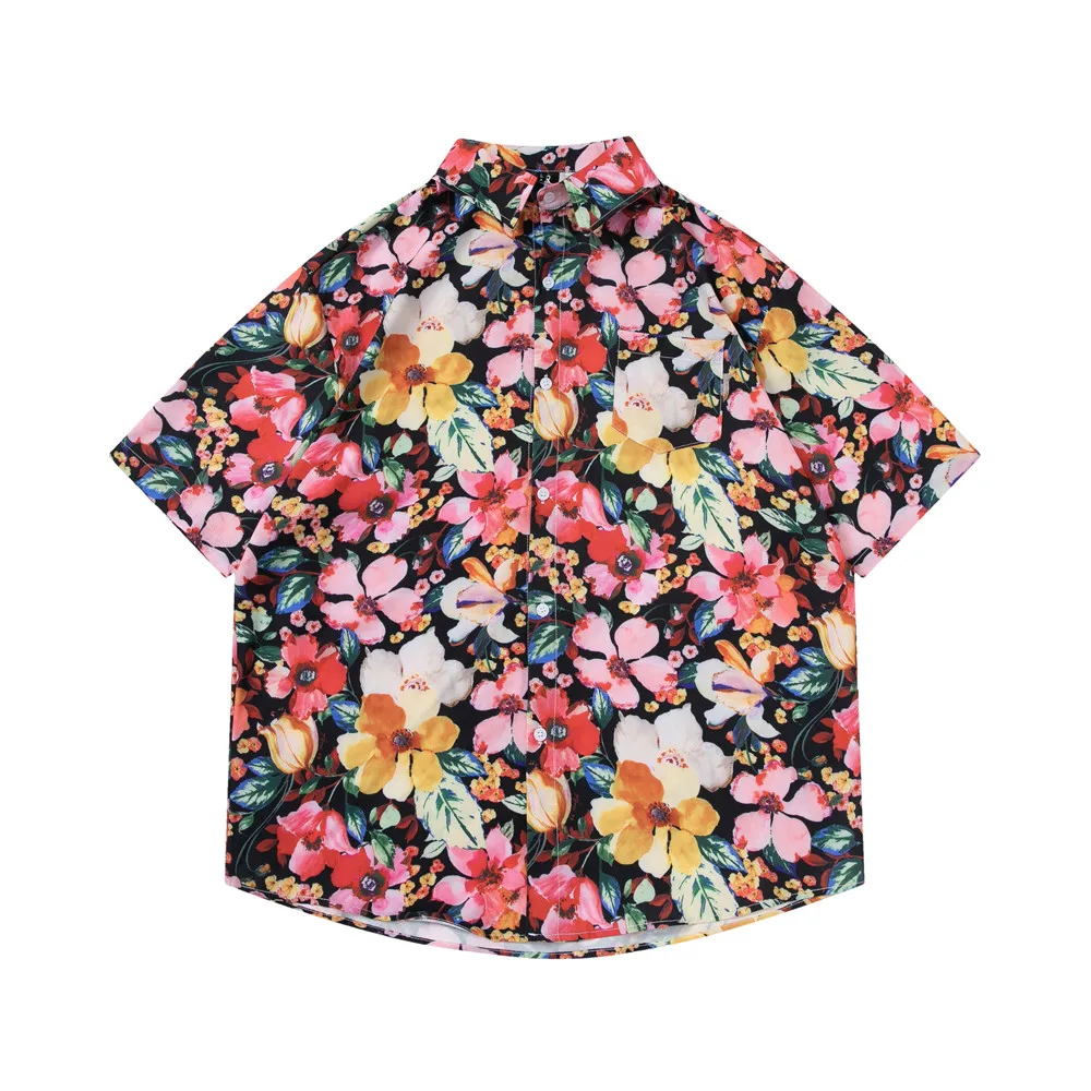 

OSCN7 Casual Printed Short Sleeve Shirt Men Street 2022 Hawaii Beach Oversize Women Fashion Harujuku Shirts for Men D2250