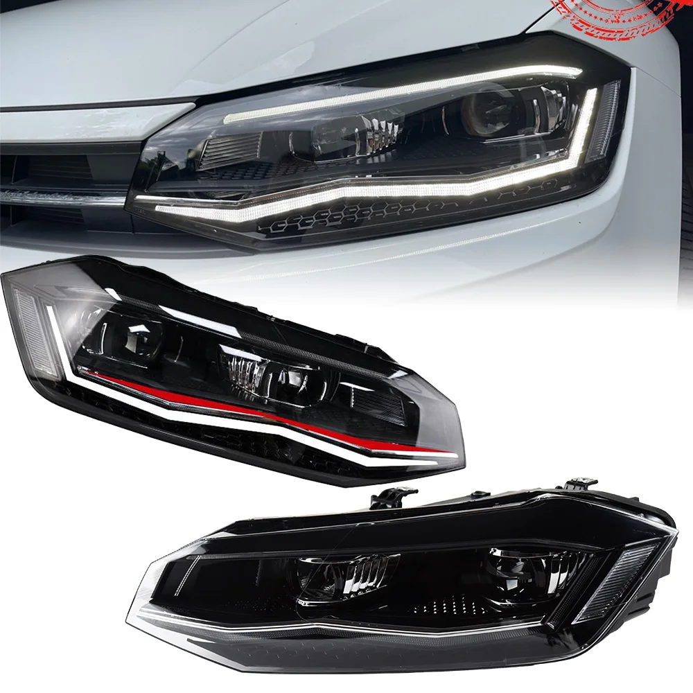 Headlight For VW POLO 2019-2021 Car автомобильные товары LED DRL Hella Xenon Lens Hella Hid H7 POLO  Car Accessories