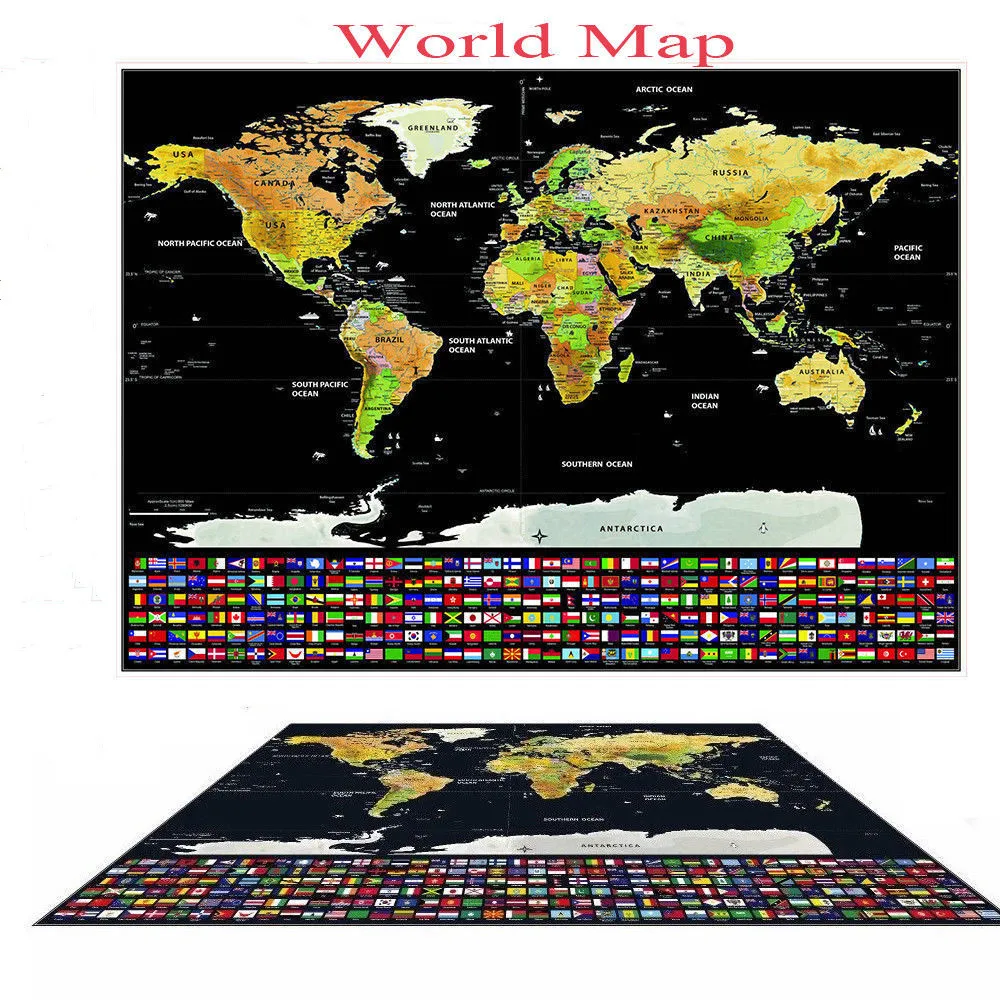 

Deluxe Personalized Scratch Off Map - Customized International Map Poster with Your Own Travel Memories and Notes