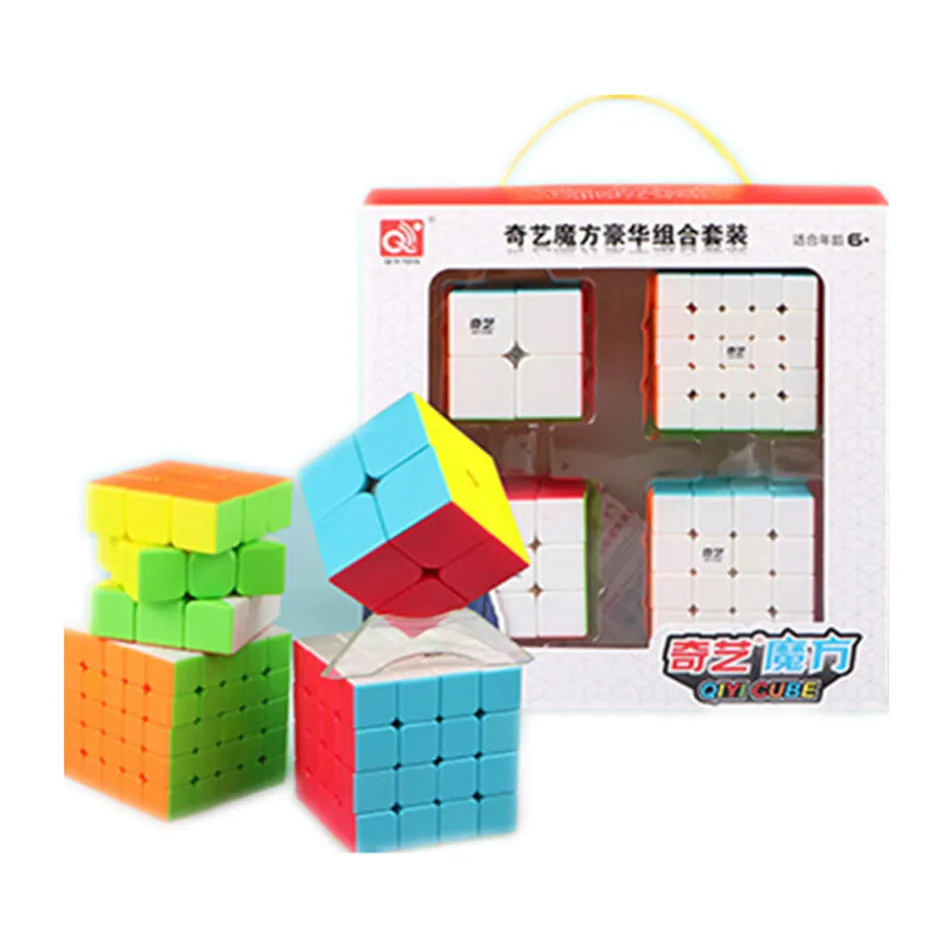 Qiyi Gift Pack Magic Cube Set 2x2x2 3x3x3 4x4x4 5x5x5 Triangle Dodecahedron Mastermorphix Speed Puzzle Toys