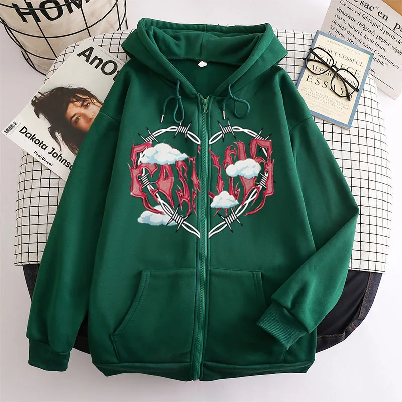 Толстовка унисекс на молнии с надписью Love Text Y2K