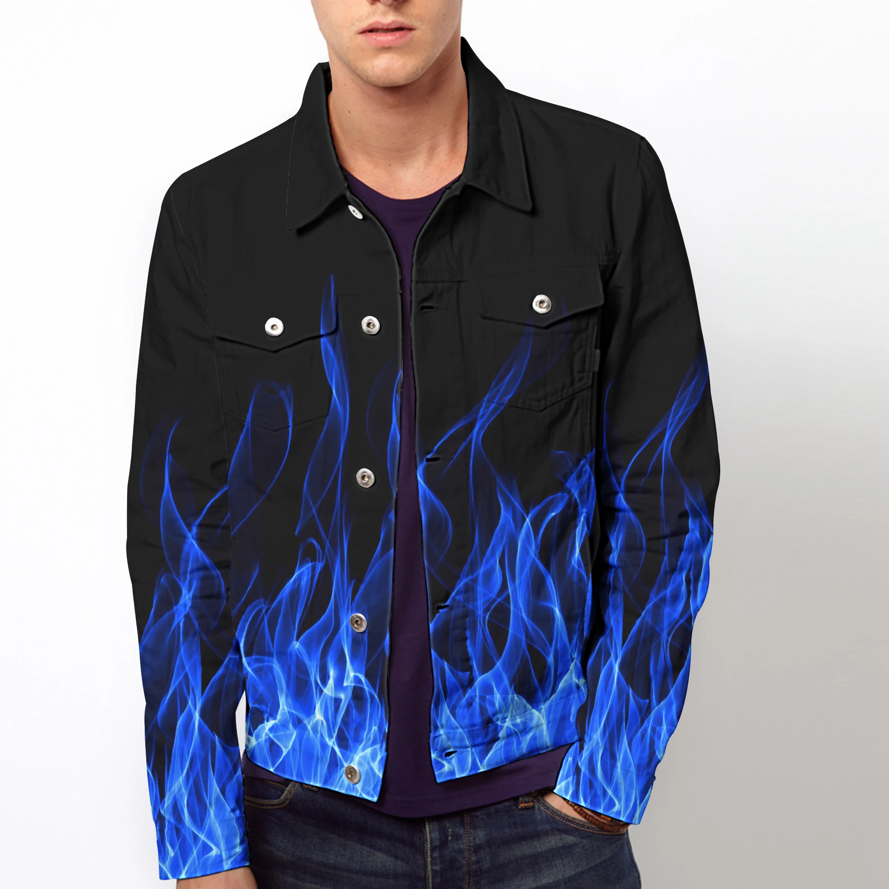 

Men's 3D Denim Jacket Printed Denim Jacket High Quality Casual Outerwear
