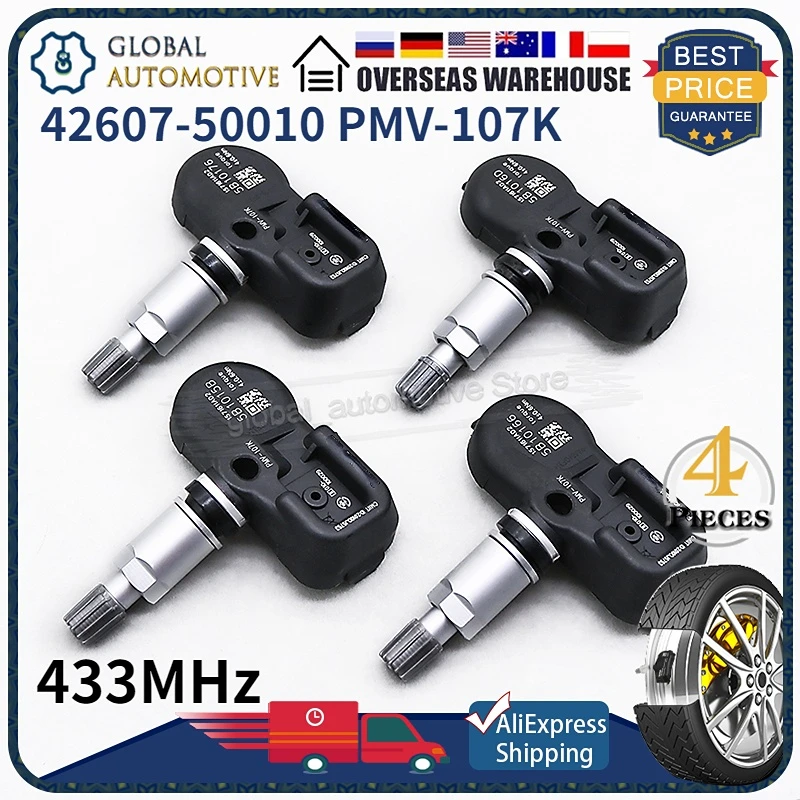 Комплект датчиков давления в шинах 4x 42607-50010 PMV-107K TPMS 433 МГц для 2007-2011 Lexus ES GS LS TPMS датчик s 42607-50011