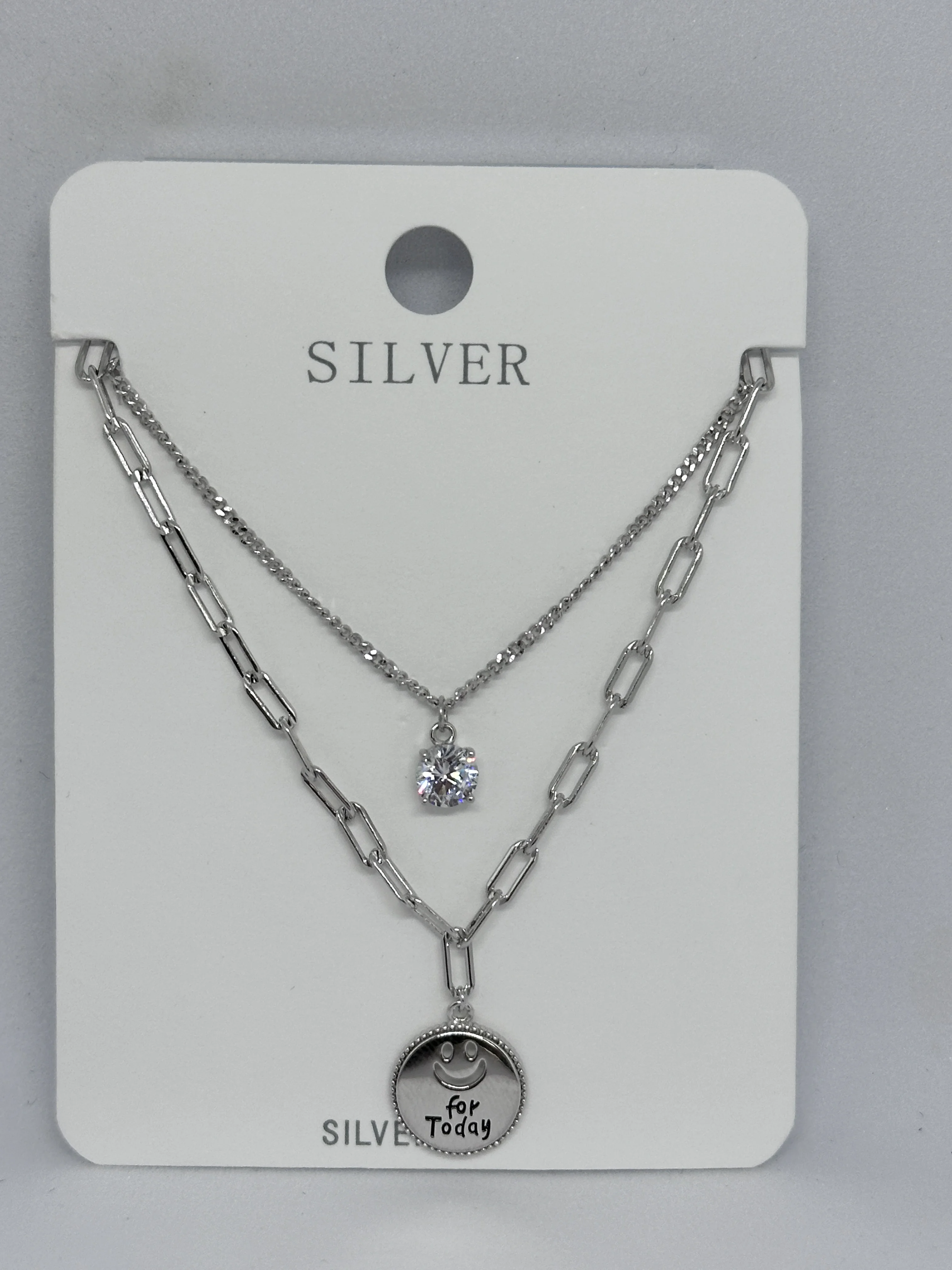 Ожерелье из стерлингового серебра S925 для женщин Двухслойное ожерелье с