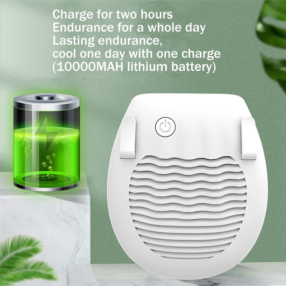 

Power Bank Personal Handheld Air Conditioner Electric Fan 6500MAh Rechargeable Hanging Waist Fan Wearable,White