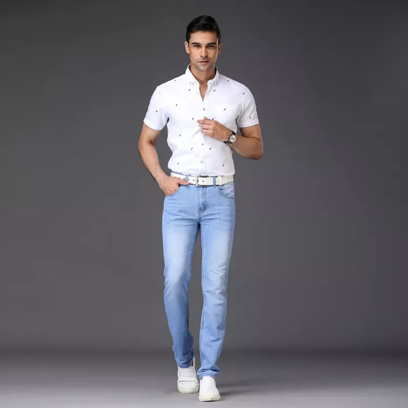 2022New Brand 2022 New Fashion Utr Thin Light Men's Casual Summer Style Jeans Skinny Jeans Trousers Tight Pants Solid Colors