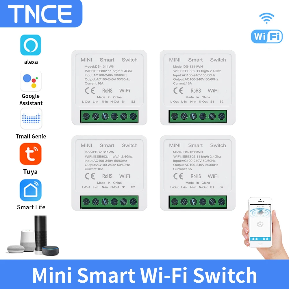 

Смарт-выключатель TNCE Tuya с Wi-Fi, 16 А, 1 канал
