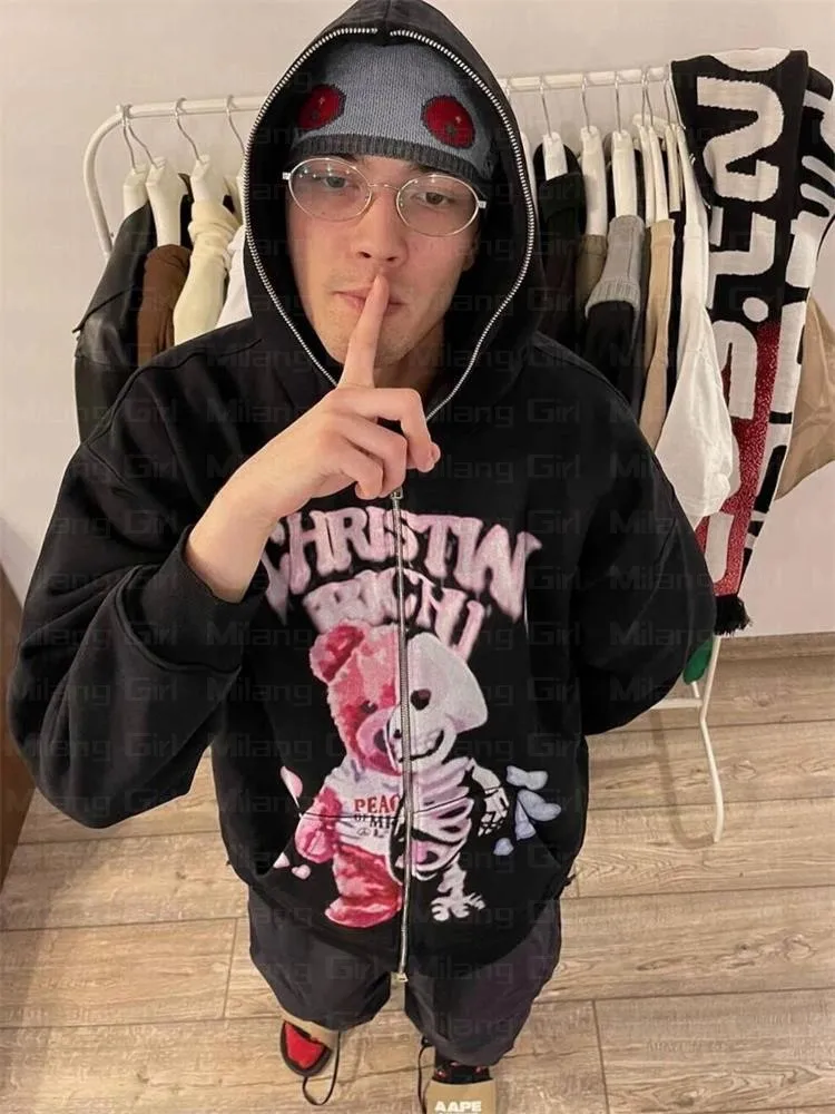 Толстовка Y2k мужская с капюшоном свитшот на молнии пуловер в стиле гранж Свитшот