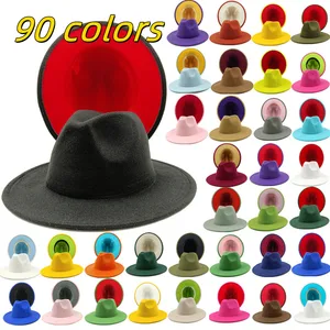 Imported blue red bottom wide brim hat Panama felt hat for male jazz hat church top cap british women fedoras