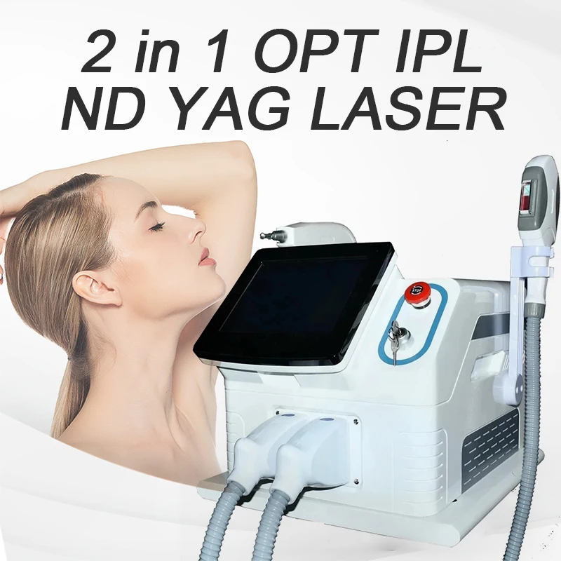 

2 in 1 Laser Hair Tatoo Removal Machine IPL+Nd Yag Laser Machine with laser beam Portable Multifunction Beauty Machine