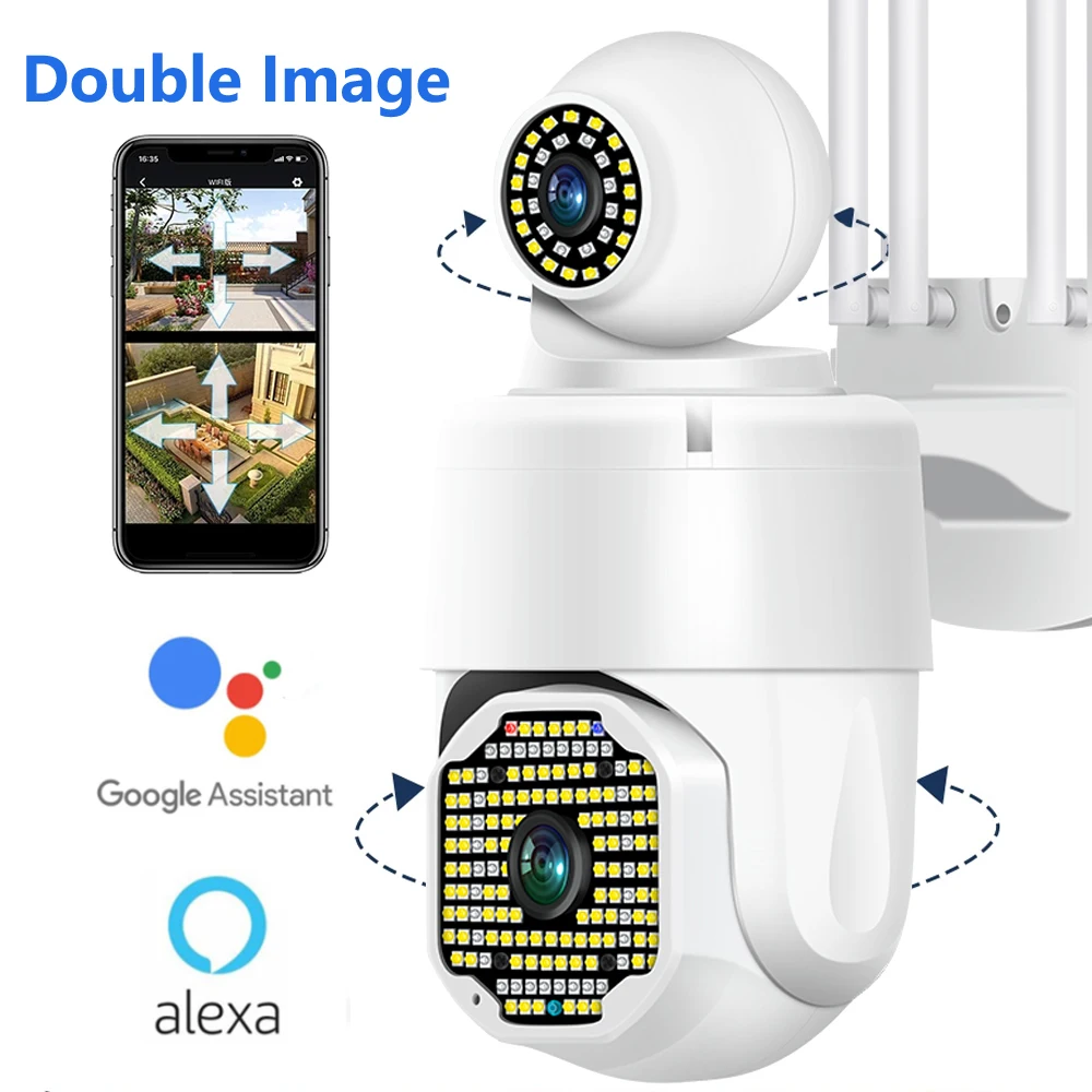 5MP PTZ WiFi Camera Double Image Outdoor Auto Tracking Security IP Camera 50X Zoom Motion Detection Home CCTV Alexa Google Home
