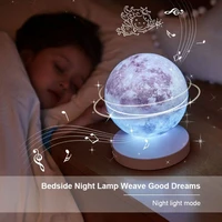 led night light 3d print moon lamp 8cm battery powered with stand starry lamp bedroom decor night lights kids gift moon light