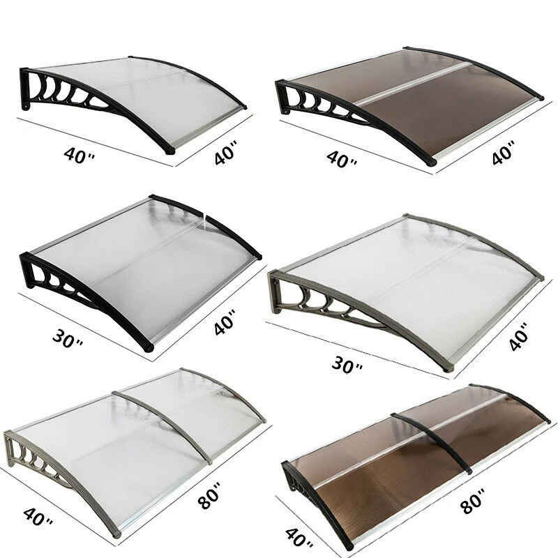 Door Window Rain Cover Sun Shade Door Awning Modern Polycarbonate Cover Front Door Outdoor Patio Canopy 4 sizes