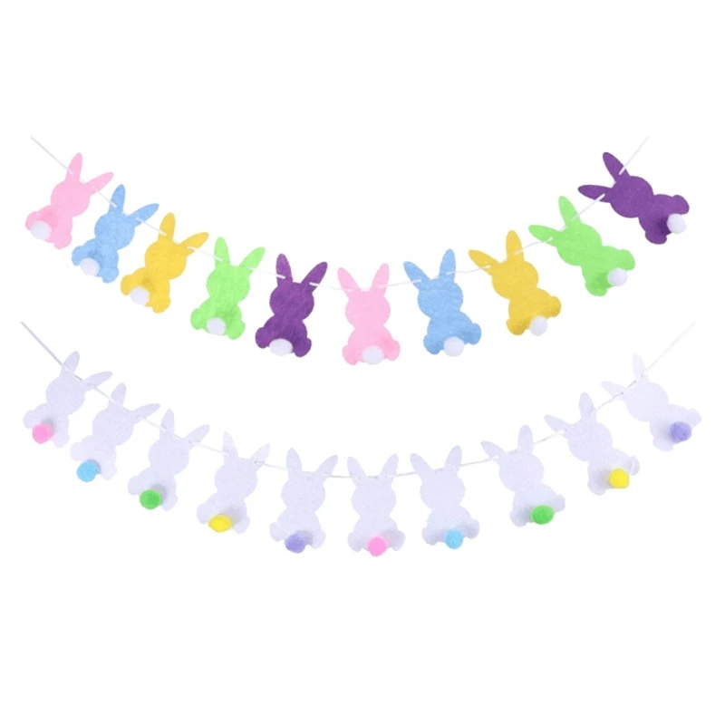 

2023 New Happy Easter Rabbit Bunny Ball for banner Garland Wall Hanging Bunting Flag Decoration Photo Prop Party Supplies