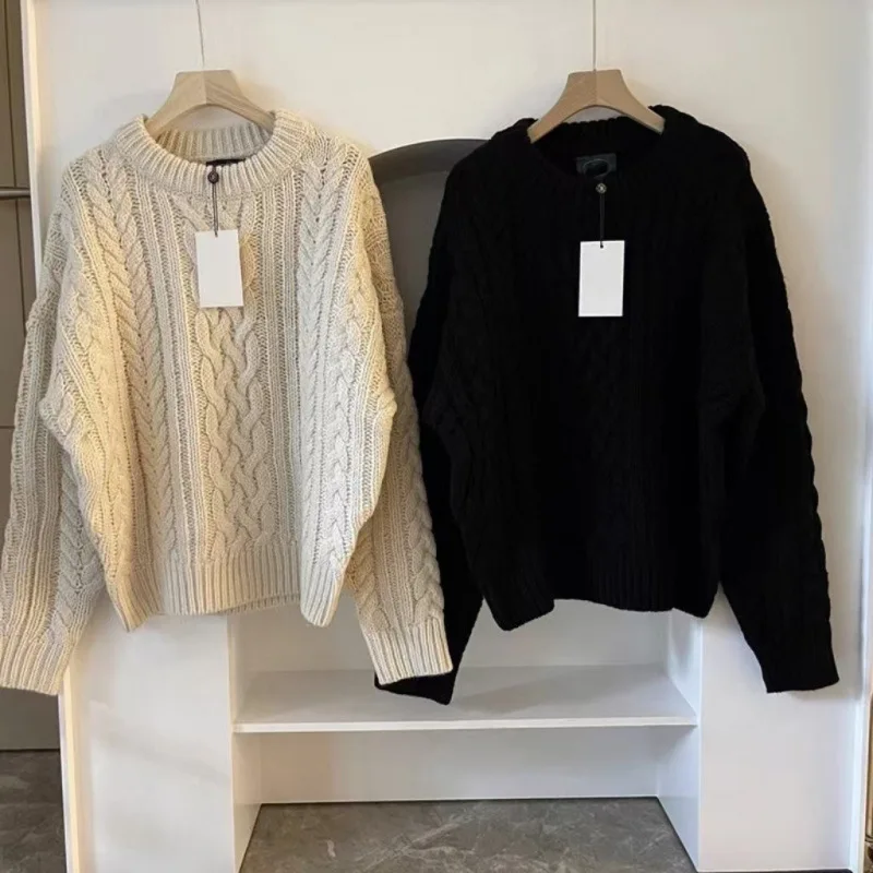 Винтажный вязаный свитер женский пуловер свободный крой мягкая верхняя одежда