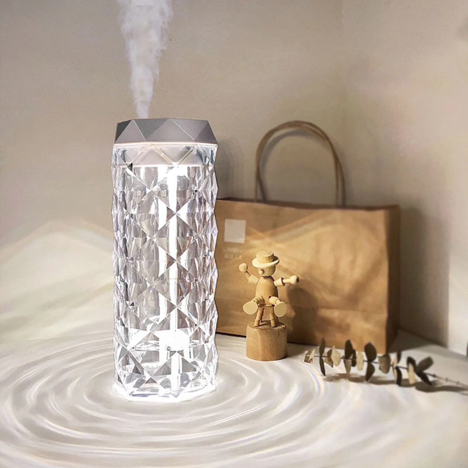 

Diamond Table Lamp Crystal Night Light With Air Humidifier Bedroom Romantic Decor Aromatherapy Aroma Diffuser USB Nightlight