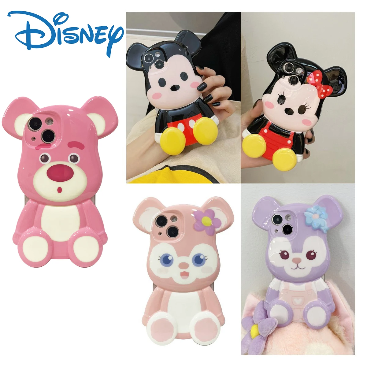 

Disney Lotso Bear Mickey TPU Case For iPhone 13 12 11 Pro Max XS XR X Pink Strawberry Bear Kawii Cute Protective Funda Cover