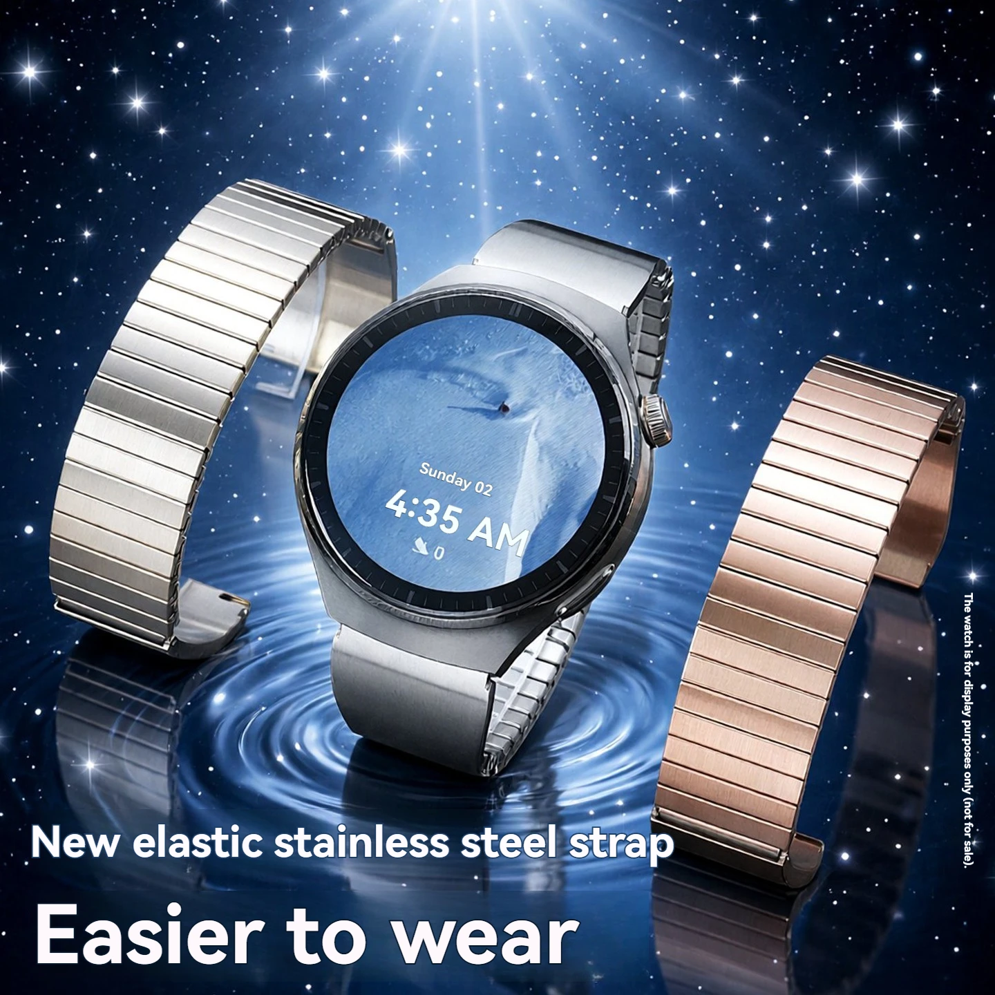 Фото Для Galaxy Gear S3, Amazfit T-Rex 3 Pro, Huawei GT5, Honor, Xiaomi Haylou/Realme. Эластичный металлический ремешок для часов для мужчин, 22 мм. №2
