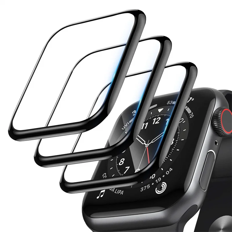 Мягкое стекло для Apple Watch защита экрана 44 мм 45 41 38 42 9D HD полная пленка iWatch серии 6 5 3 8