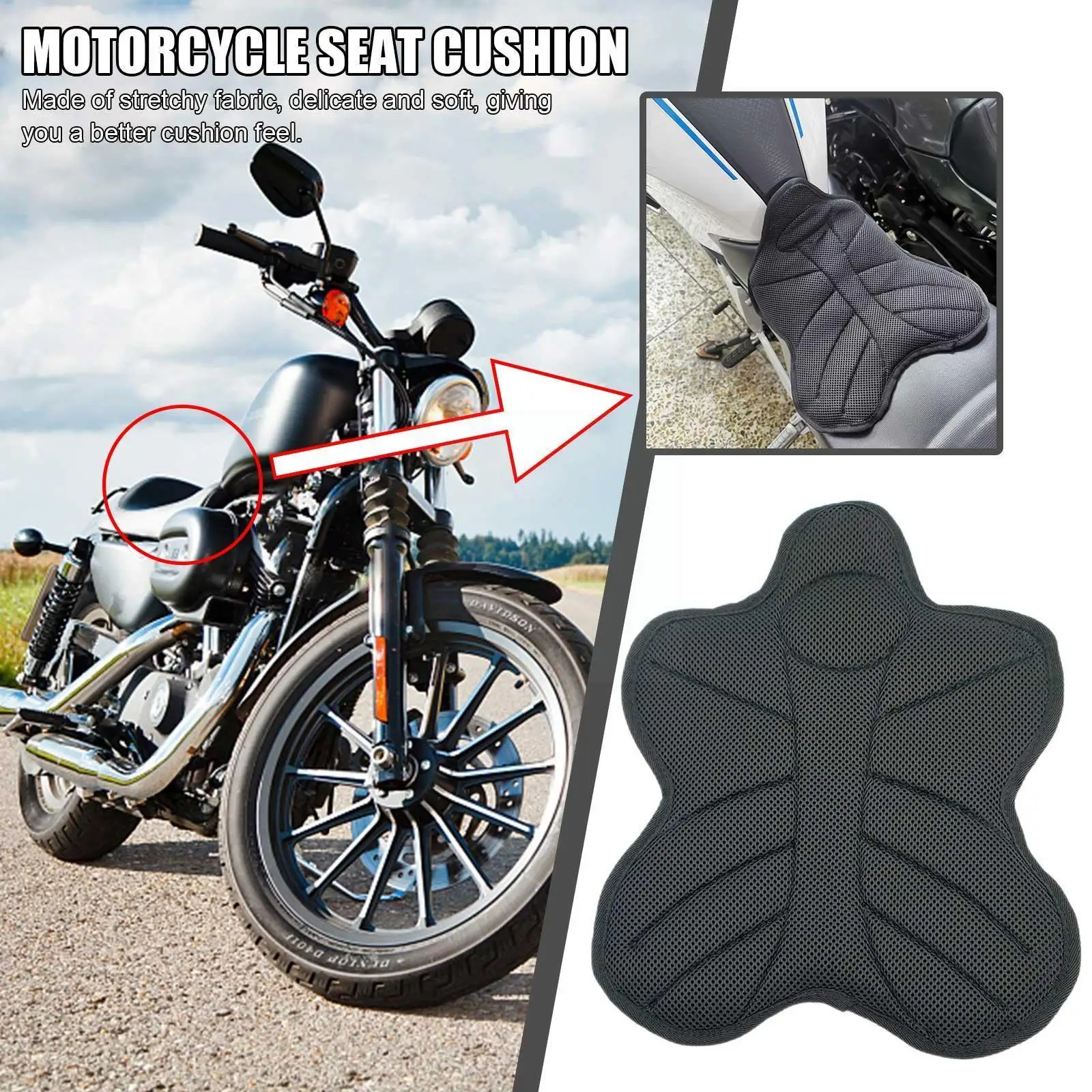 

Чехол для мотоциклетной подушки Солнцезащитная теплоизоляционная Подушка Нескользящая охлаждающая Съемная сетчатая подушка 3d чехол для п...