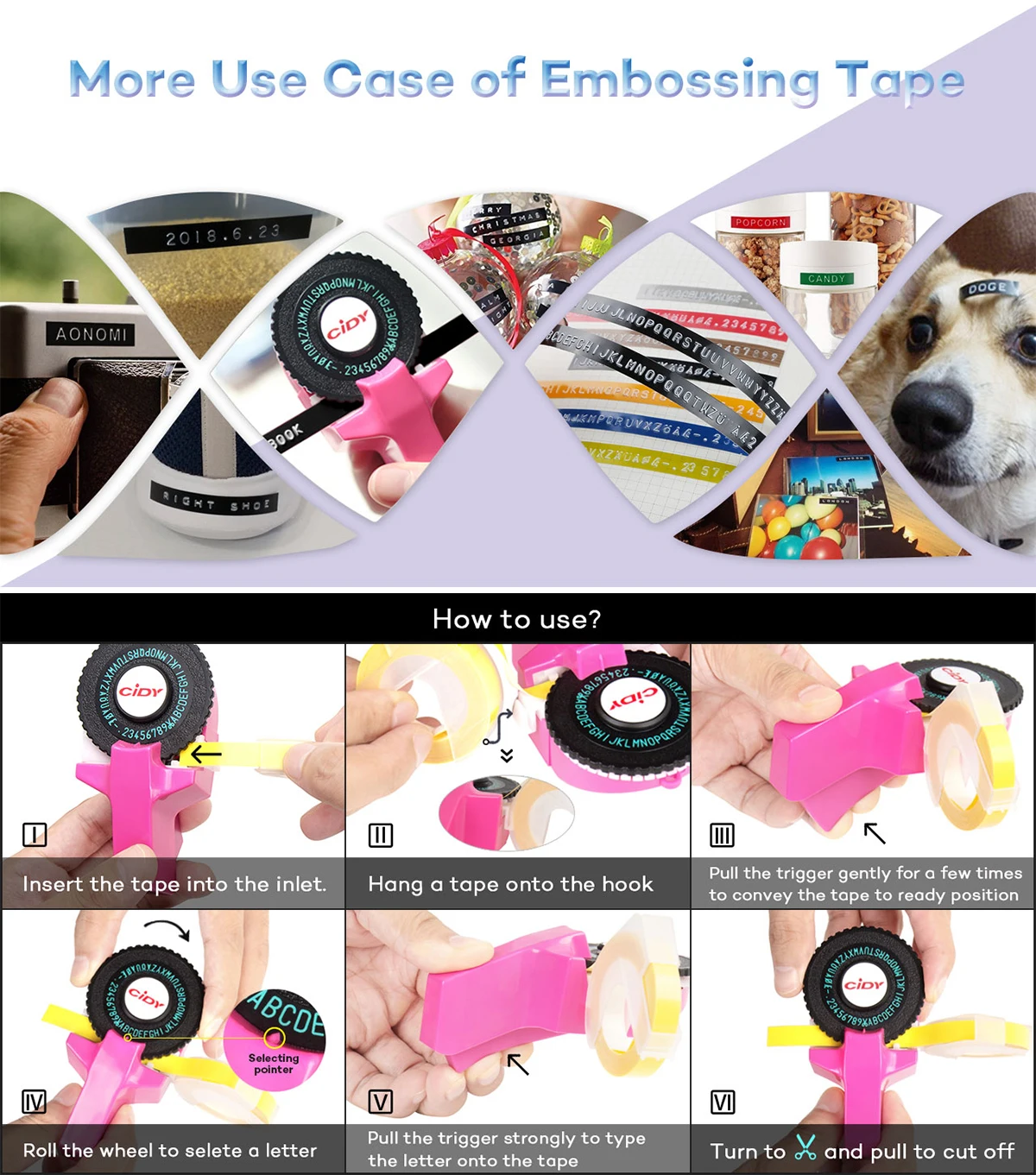 Устройство для 3D тиснения этикеток CIDY C101 с 2 черными лентами замена машинки Motex E101