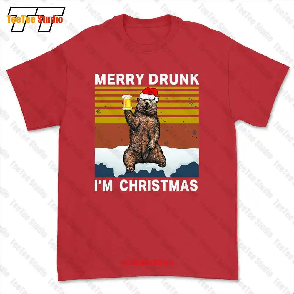 Рождественская футболка с изображением медведя пива веселого пьяного Im O78X