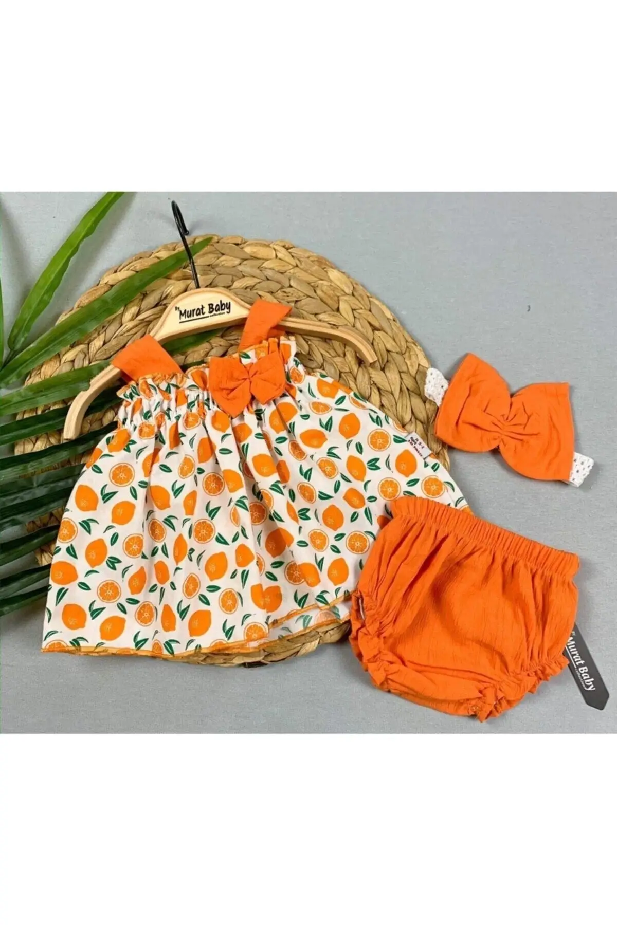 

Tangerine Printed Suit Fruit Orange Pocket Free Dress Clothing