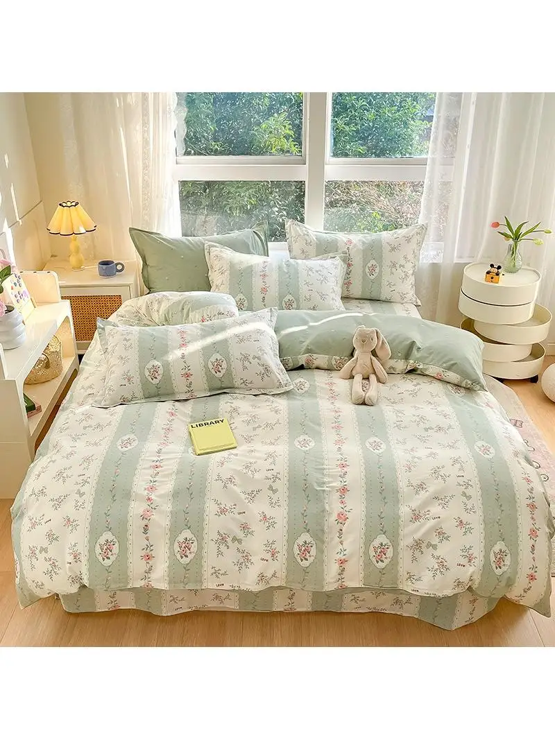 Cotton Quilt Cover Single Piece 50200 Bed Four-Piece Female Student Dormitory Mattress