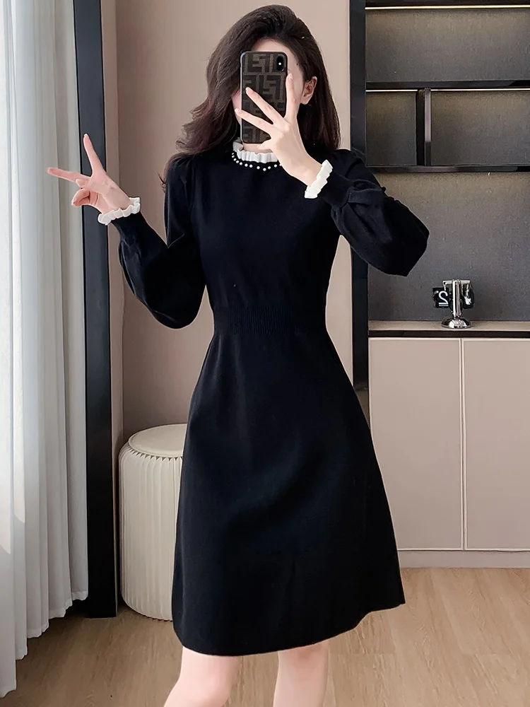 Трикотажное платье 2024 ранняя весна новинка для женщин осень и зима